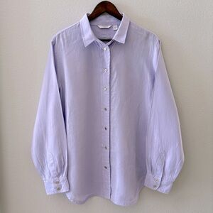 LIZ CLAIBORNE New York Long Sleeve Button Down Linen Tunic |‎ Wisteria | Size XL